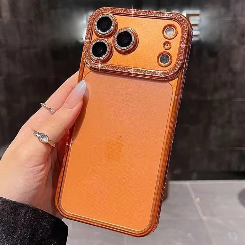 Ốp Điện Thoại Cho iPhone 17 16 15 14 13 12 Pro Max 11 15 plus Sang Trọng Lấp Lánh Kim Cương Giả Mạ Chống Sốc Trong Suốt
