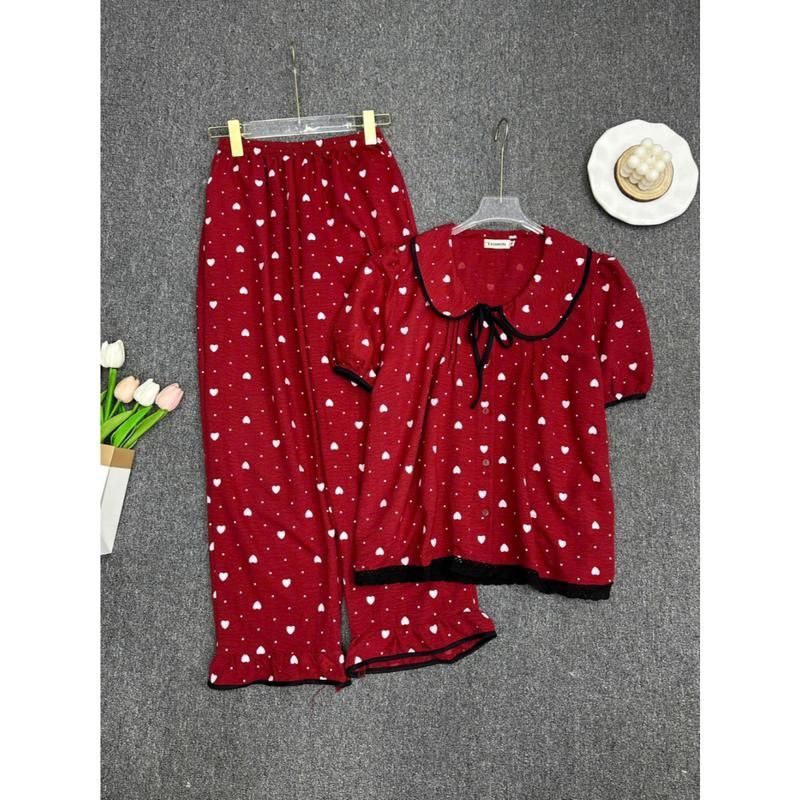 Set pijama nữ ESHOP Đồ Bộ Nữ Mặc Nhà Bigsize Vải Đũi Cotton Hàn Mềm Mịn  Mặc Ngủ Mặc Nhà Cực Mát MS483 Top Women