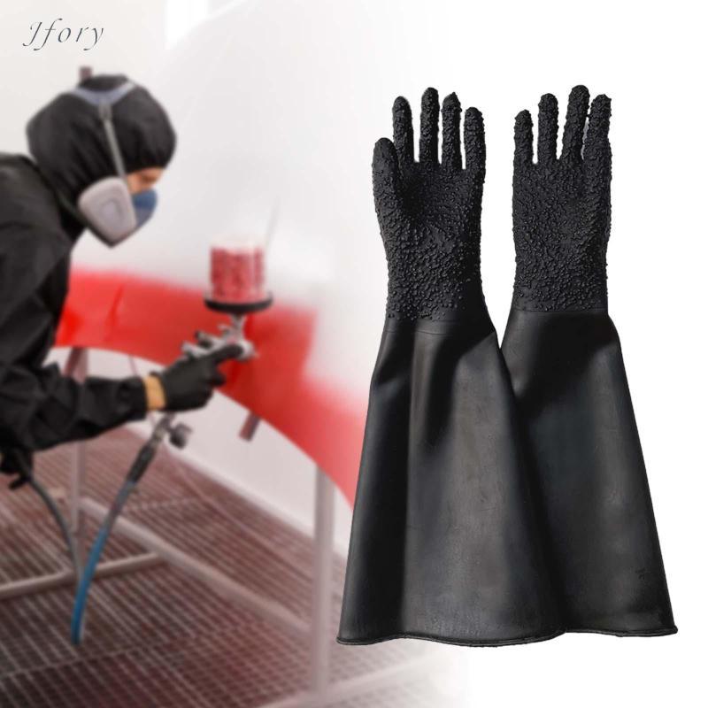 Jfory Găng Tay Phun Cát Găng Tay Phun Cát Găng Tay Cao Su Bền Cao Cấp Cho Phun Cát Bảo Vệ An Toàn Làm Việc Sandblast Tủ