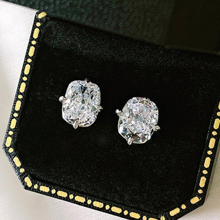 Bông tai nữ đơn kim cương zirconia trắng phong cách châu Âu - Mỹ, kích thước 8*10mm