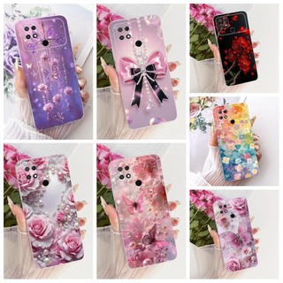 Ốp lưng Xiaomi Poco C40 4G 220333QPG Ốp Lưng Thời Trang Mới Bướm Hoa Mềm Trong Suốt Silicon Ốp lưng Xiomi Poco C40 Vỏ