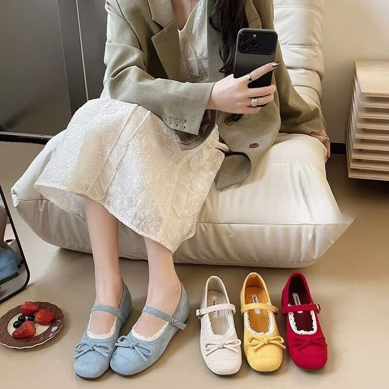 【✨Spot】Giày bệt phong cách Pháp /Giày đế mềm thời trang Mary Jane Giày múa ba lê cho nữ
