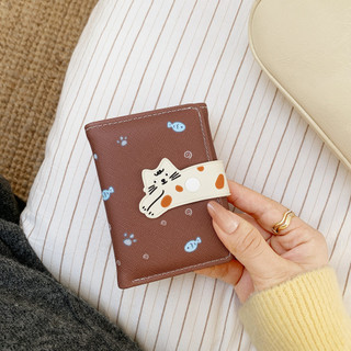 Ví nữ in hình mèo hoạt hình có thể gập lại đầy màu sắc Ví đựng nhiều thẻ dễ thương Ví đựng tiền mặt tiện lợi