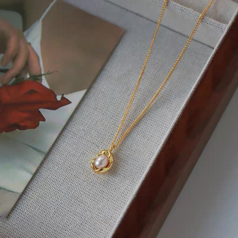 Vòng cổ ngọc trai thủy tinh xếp chồng hai lớp thời trang