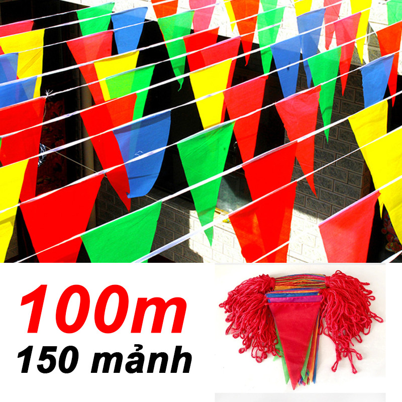 100m 150 cờ dây trang trí/cờ tam giác/cờ trang trí/cờ đuôi nheo cờ tam giác/dây cờ trang trí