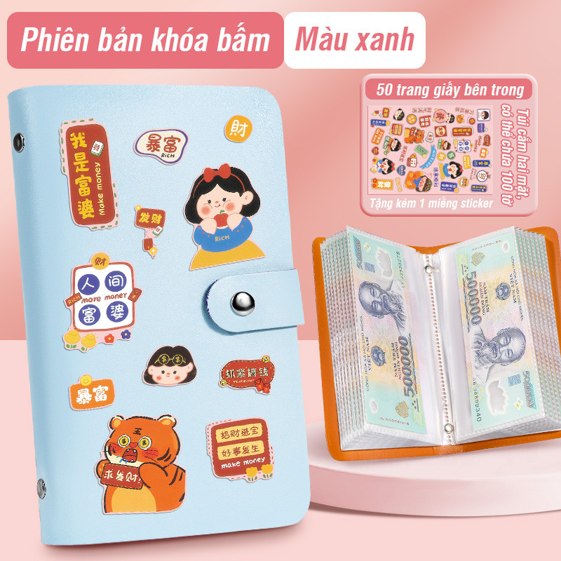 Sổ tiết kiệm đựng tiền cho kế hoạch 100 ngày - Sổ tay A6 màu pastel dịu dàng, kèm bộ sticker trang trí