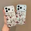 Sơn dầu màu đỏ hoa cho 17 16pro trường hợp điện thoại iPhone 15 tốt lỗ gạo nếp trường hợp 14 13pro11 mềm trường hợp