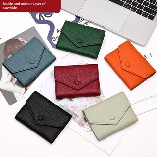Ví Nữ Da Thật Chính Hãng 2025 Phong Cách Mới Lớp Đầu Tiên Da Bò Ngắn Đơn Giản Ví Đựng Tiền Xu Nhỏ Ví Mini Đựng Thẻ Nữ