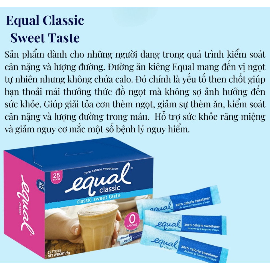 Đường Ăn Kiêng Equal Zero Calo Đủ Các Dòng (Classic, Gold, Stevia) - Lý Tưởng Cho Chế Độ Ăn Kiêng