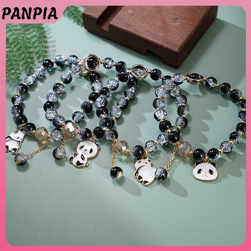 Vòng tay gấu trúc handmade charm hạt màu trắng và đen - Trang sức thời trang độc đáo cho nữ