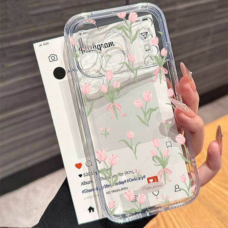 Full Màn Hình Hoa Tulip Màu Hồng Nhiều Màu Sắc Vỏ Điện Thoại Cho Xiaomi Redmi Note 15 13 12 Pro Plus 4G 5G Redmi 13C 5G 14C Vỏ Mềm Trong Suốt Chống Sốc TPU Silicone Dễ Thương Trong Suốt