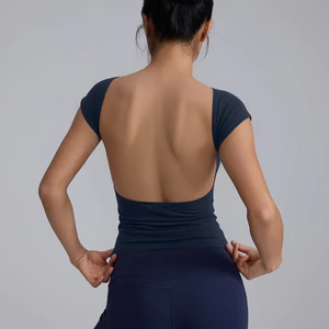 Áo Thể Thao Gợi Cảm Rỗng Làm Đẹp Lưng Chống Trơn Trượt Tay Ngắn Yoga Pilates Crop Top