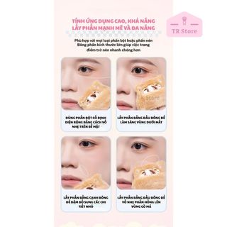 Mút Trang Điểm GECOMO Lông Dày Ăn Phấn - Bông Dặm Phấn Phủ Hình Thú Dễ Thương, Giữ Nền Mịn Lì Tự Nhiên
