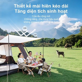 Lều Cắm Trại cho 10-12 người lều 2 lớp chống mưa tốt, khung kim loại siêu bền, thao tác dễ dàng