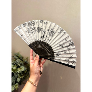 Zhimo Nguyên Bản Retro Văn Học Phong Cách Trung Hoa Quạt Gấp Mùa Hè Phong Cách Cổ Đại Hanfu Quạt Di Động Mực Đen Rừng Tre
