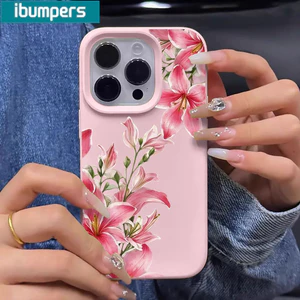 Ibumpers Ốp Điện Thoại Thẩm Mỹ Màu Nước Họa Tiết Hoa Hồng Silicon Mềm Chống Sốc Vỏ Cho iPhone 11 12 13 14 15 16 17 Pro Max IP Plus