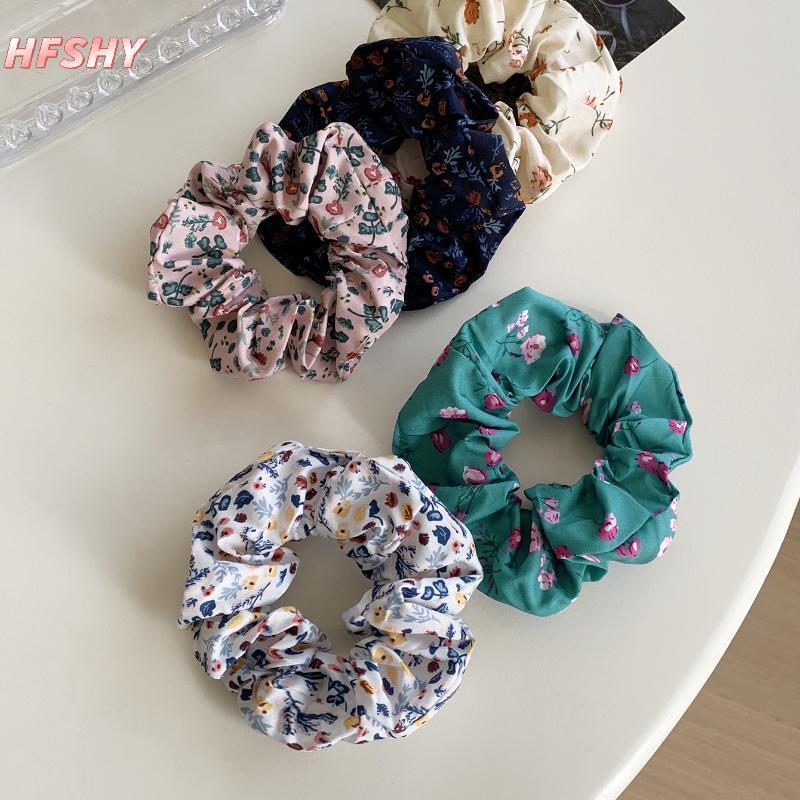 Dây buộc tóc chấm bi scrunchies vải họa tiết hoa ngọt ngào, phù hợp tuổi teen và trường học