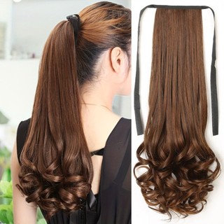 Dây đuôi ngựa và bím tóc lê cuộn hoa 48/38cm, chất liệu lông tơ tổng hợp phong cách Hàn Quốc