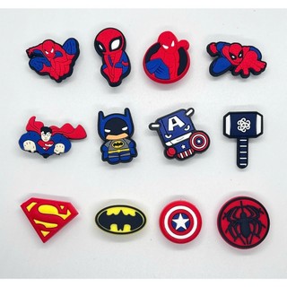 Set Charm Siêu Anh Hùng Marvel & DC Cute – Spider Man, Batman, Captain America, Thor, Superman – Charm Gắn Dép Cross