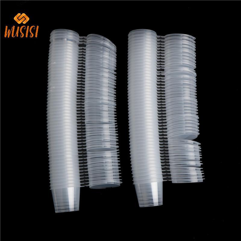 [WUSISI] 100 Chiếc Cốc Nước Sốt Dùng Một Lần Bằng Nhựa Nhỏ Bảo Quản Thực Phẩm Hộp & Nắp Trong Suốt MỚI