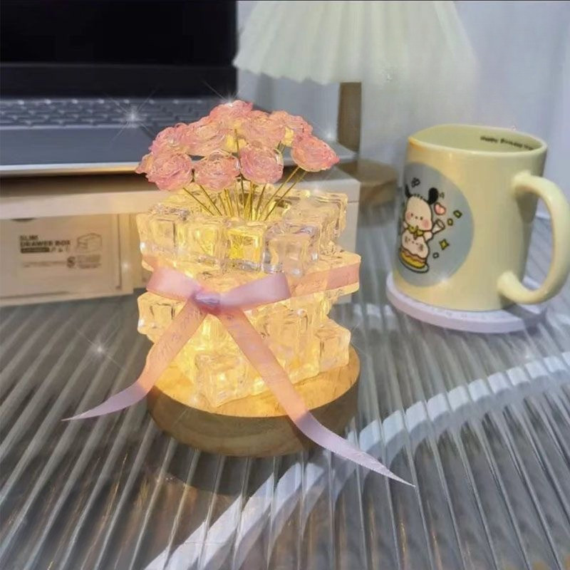 Đèn Ngủ Handmade Hình Hoa Hồng DIY - Trang Trí Nhà Sáng Tạo Cho Phòng Khách, Hành Lang, Quà Tặng Valentine Ý Nghĩa