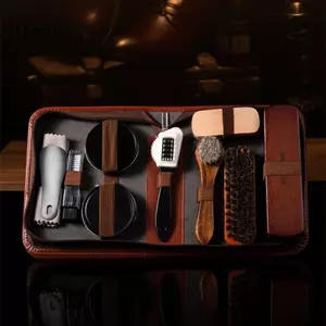 LUImo HorseHair Giày Bộ Bàn Chải Da Chăm Sóc Làm Sạch Dụng Cụ Đánh Bóng Bụi Shoehorn Trắng Giày Bộ Bảo Trì Mềm Giặt SBS