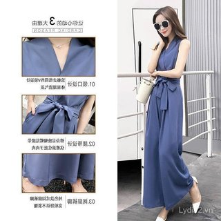Jumpsuit plus size phong cách phương Tây, quần ống rộng, cổ chữ V slim-fit - Sale 10%