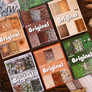 JIANWU Native Series Vintage Cây Họa Tiết Đá Phong Cảnh Cắt Dán Thêu Sò Chất Liệu Giấy Sáng Tạo Rác Tạp Chí Văn Phòng Phẩm