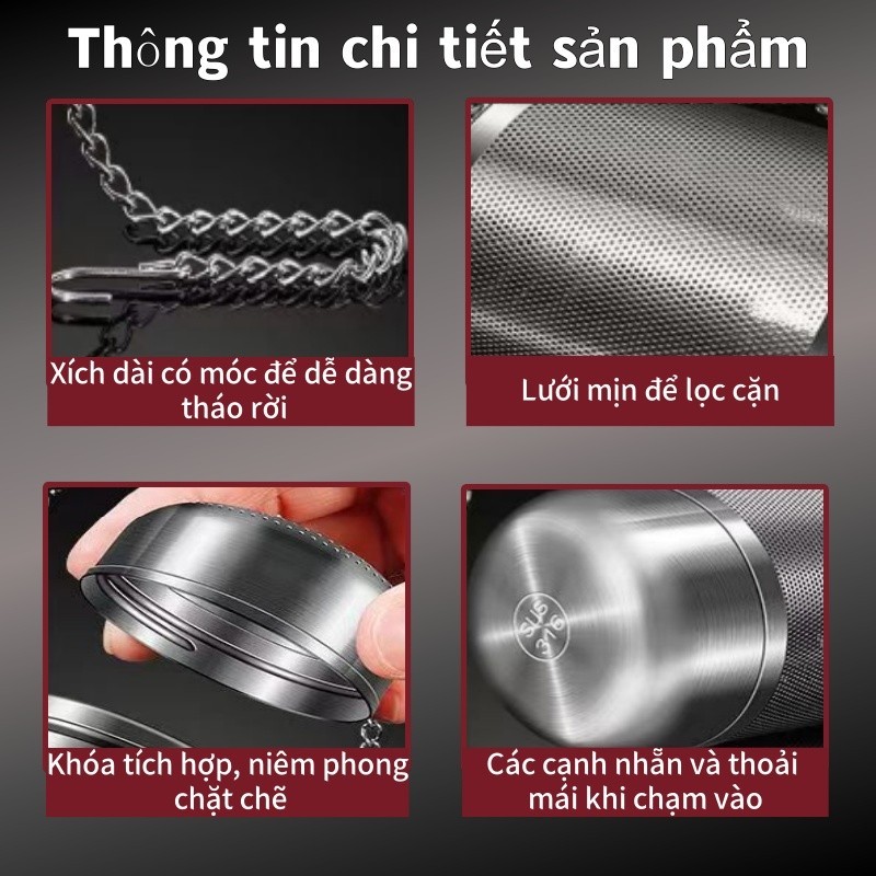 Bộ lọc trà inox 304 siêu mịn hình trụ cao cấp – lọc gia vị đa năng, dễ vệ sinh, an toàn sức khỏe
