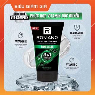 Mua 1 tặng 1 - Sữa rửa mặt Romano đa tác dụng dành cho nam giới 100g tặng 1 chai sữa tắm gội 60g