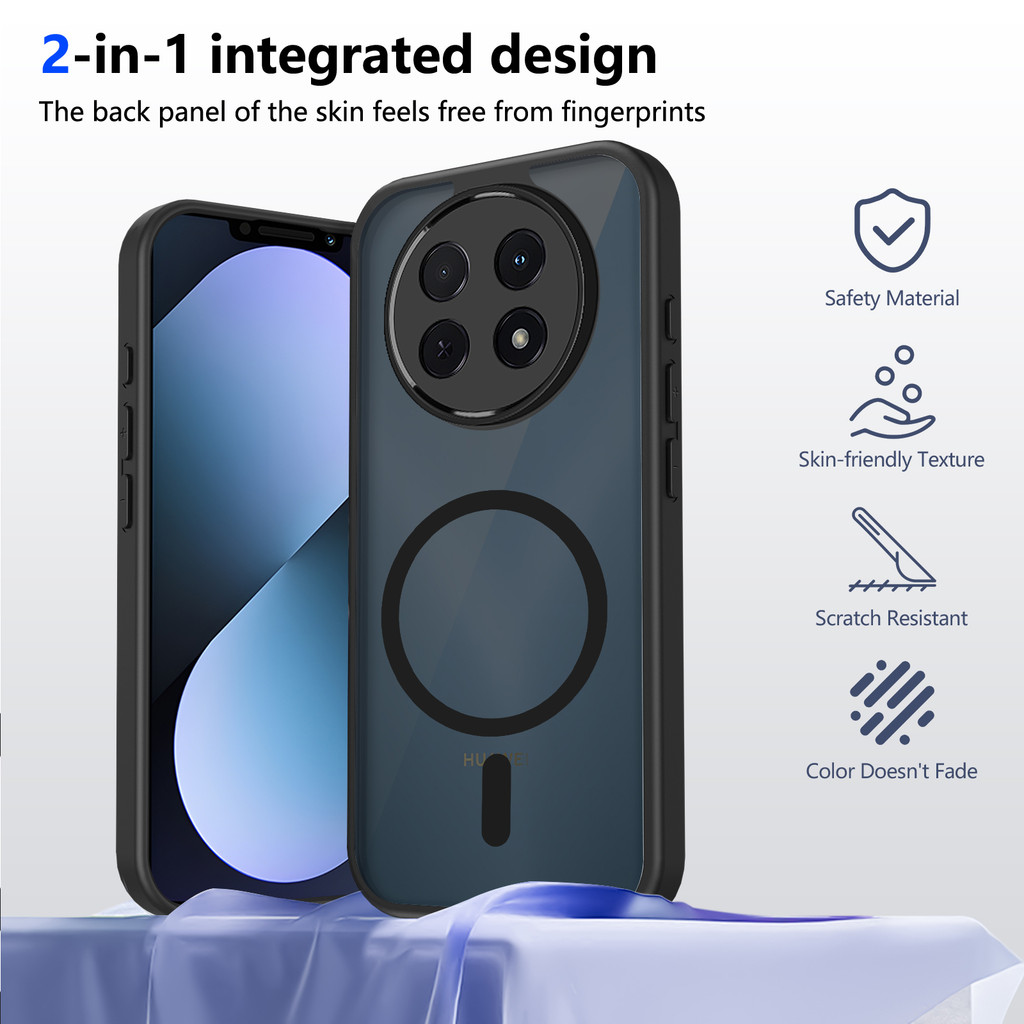 Ốp lưng Huawei Nova 14i Vỏ thu hút từ tính màu đen mờ cho Ốp điện thoại Huawei Nova 14i