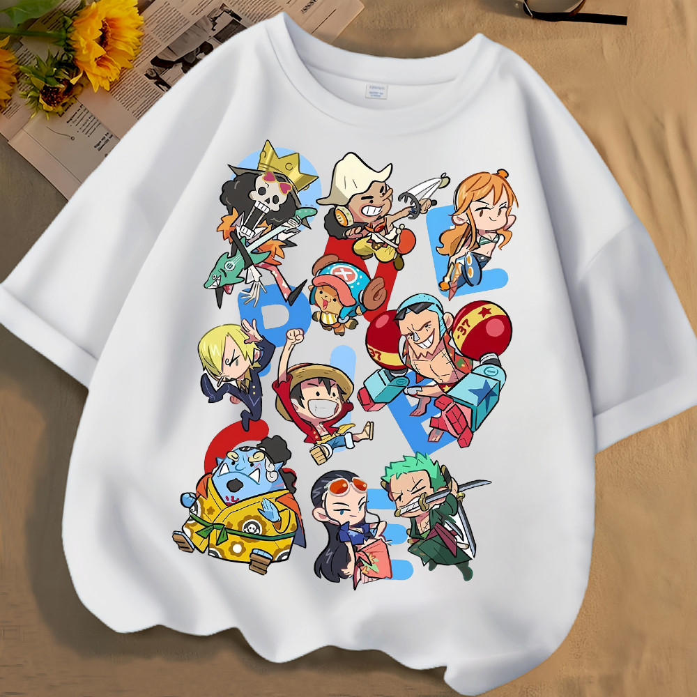 One Piece Chopper Hoạt Hình Trẻ Em Áo Anime Dễ Thương In Đồ Họa Thường Ngày Trang Phục Trường Học Mùa Hè