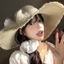 Mũ đi biển MERIGGIARE, Mũ rơm dệt nơ ren, Phong cách Pháp che nắng vành lớn Mũ mùa hè dành cho nữ