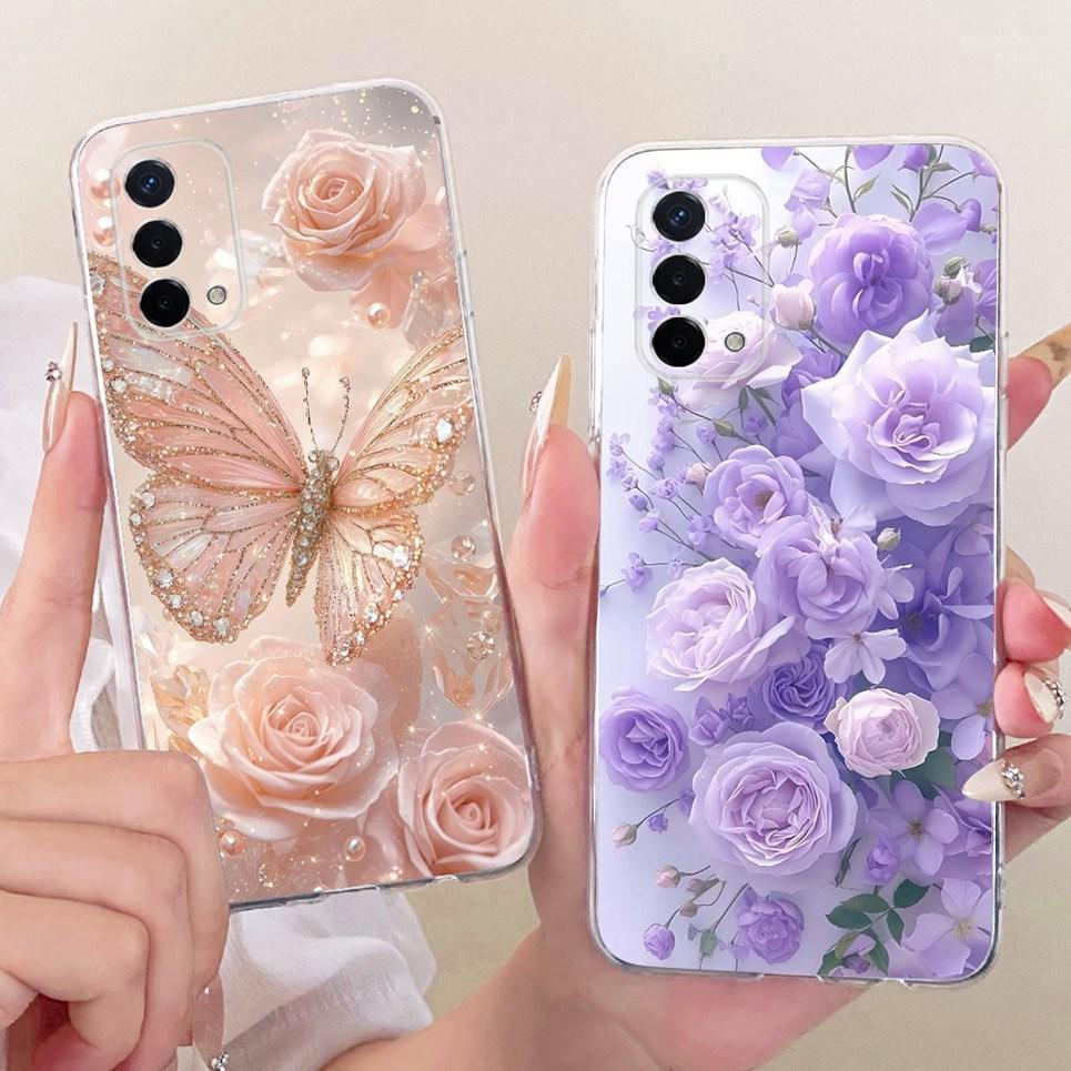 Dành Cho Oppo A74 4G 5G CHP2219 CHP2263 Oppo A95 G4 CPH2365 Ốp Lưng Điện Thoại Hoa Bướm Nhiều Màu Sắc Vỏ Silicon Mềm Trong Suốt