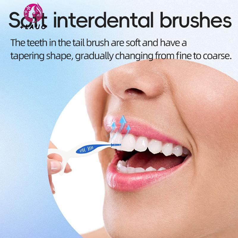 Springevenstar 50 Chiếc 2 Trong 1 Đa Năng Flos Sti Độ Đàn Hồi Cao Flosfortable Mềm Silicone Inter Brush Chăm Sóc Răng Miệng Springevenstar