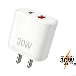 Củ sạc nhanh 30W Cốc sạc 2 cổng PD30W siêu bền có báo đèn dùng cho iP samsung oppo xiaomi