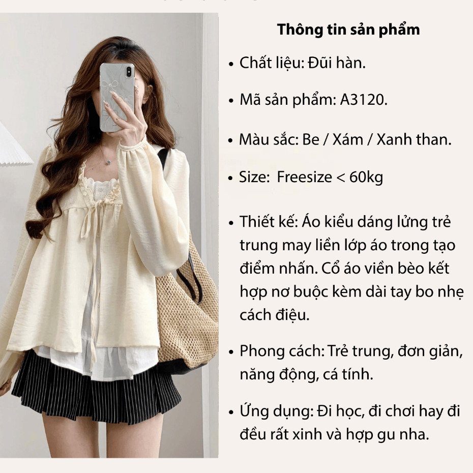 Áo Babydoll Phối Viền Bèo 2 Lớp Thắt Nơ A3123  - Fashion 73