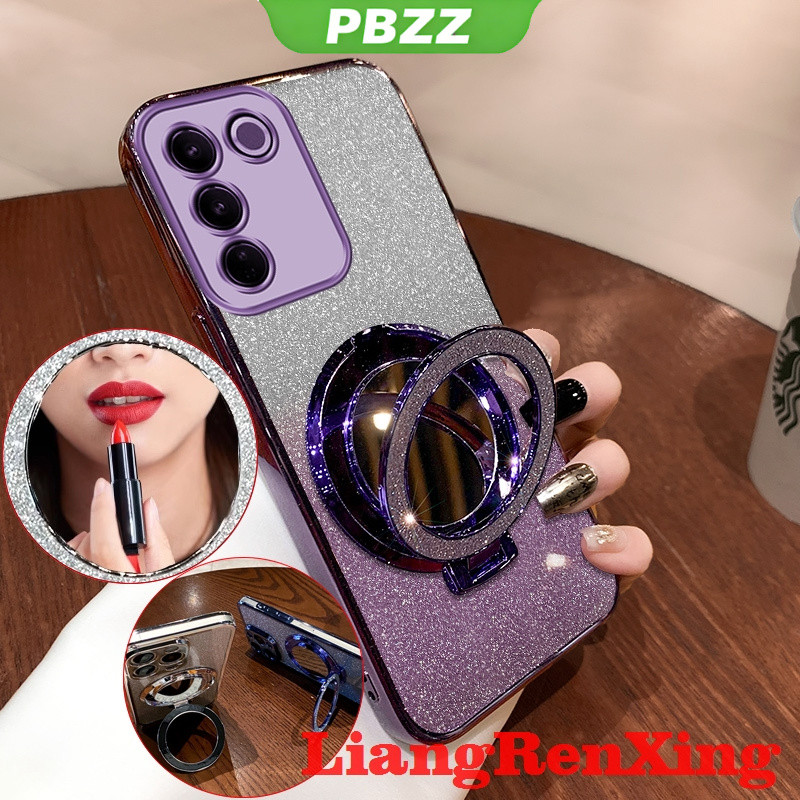 Ốp Lưng Cho VIVO V27 5g VIVO V27E VIVO V27 PRO VIVO Y100 2023 Vỏ Điện Thoại 5g Vỏ Mềm Silicon Chống Sốc Thiết Kế Mới Gương Mỹ Phẩm Thẩm Mỹ Trong Suốt Có Giá Đỡ SFSHZJ01