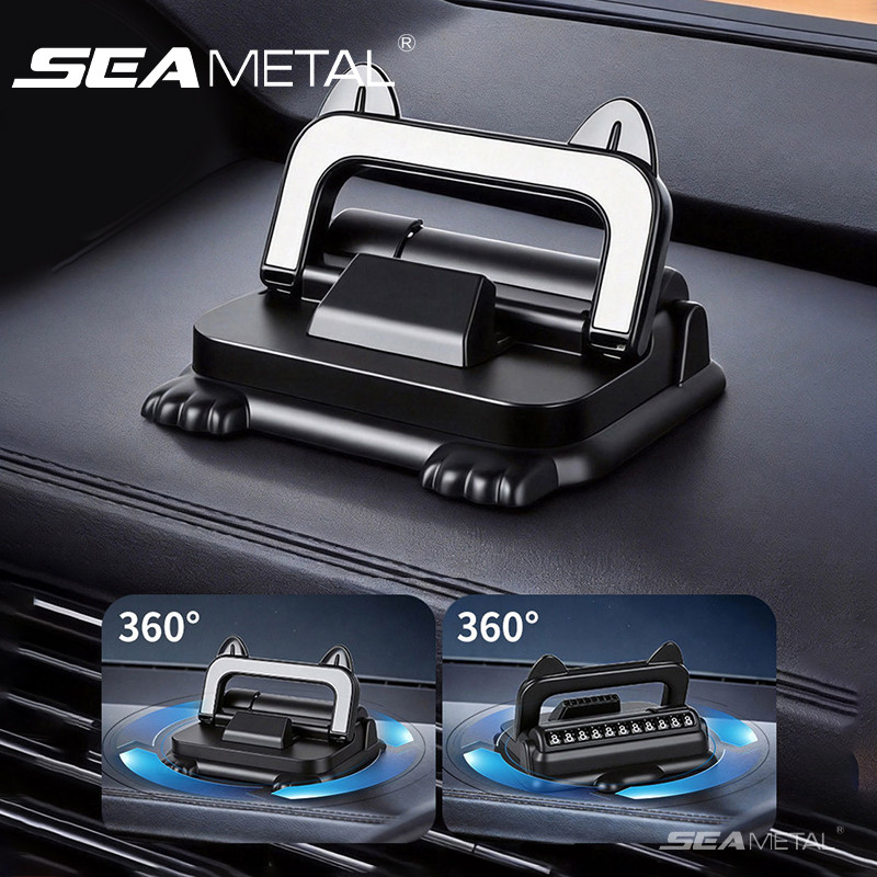SEAMETAL Bảng điều khiển đa chức năng Giá đỡ điện thoại trên ô tô Xoay 360 ° Giá đỡ điện thoại trên ô tô ổn định có biển số đỗ xe