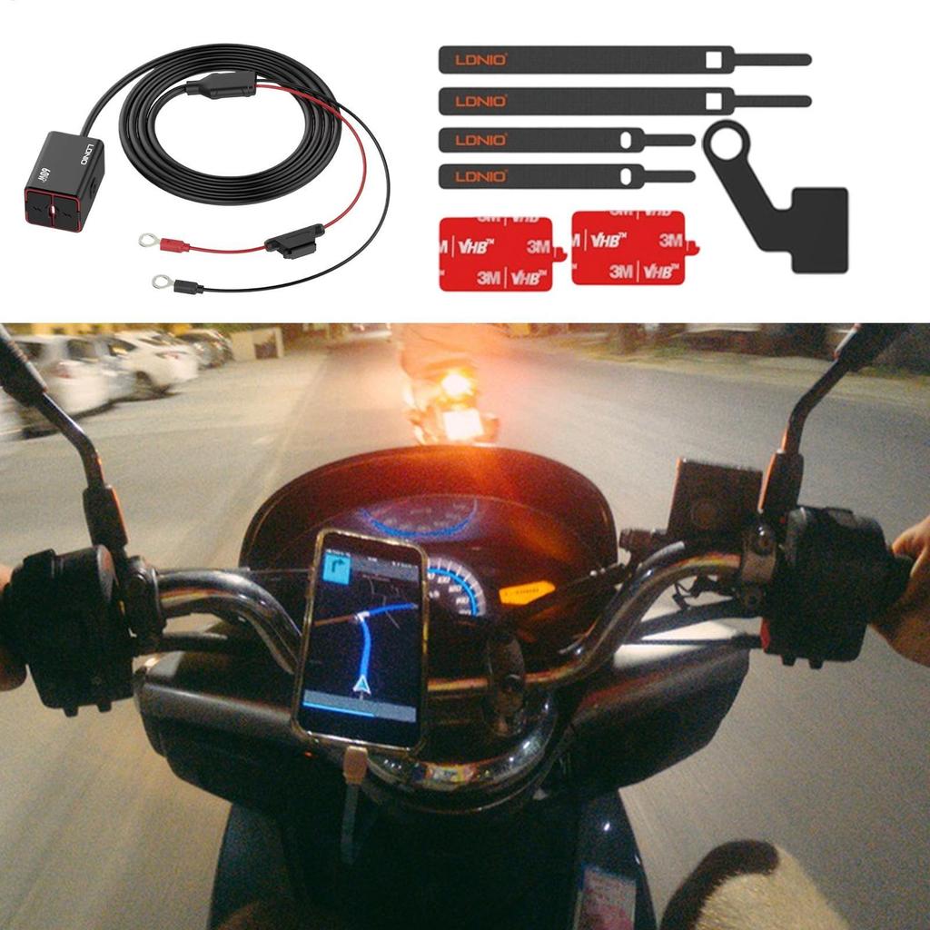 Bộ sạc USB xe máy Bộ sạc USB chống nước Chống rung Sạc nhanh Phụ kiện xe máy cho đô thị abrtedvn