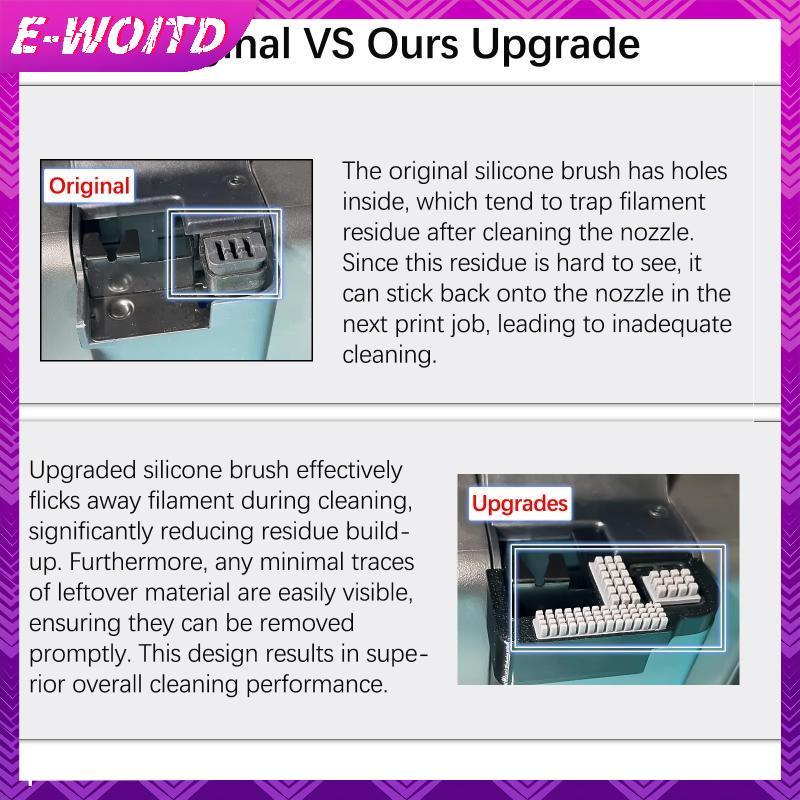 E-WOITD 1 / 2 Bộ Nâng Cấp Bàn Chải Silicon Vòi Phun Cho Bambu Lab P2S Vòi Phun Lau Bụi Khả Năng Vệ Sinh Mạnh Mẽ Dụng Cụ Phụ Kiện E-WOITD