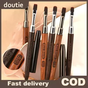 Doutie Móng Tay Lót Bàn Chải Tay Cầm Bằng Gỗ Có Thể Tái Sử Dụng Chống Trơn Trượt Đường Pháp Tranh Hoa Bàn Chải DIY Chi Tiết Tinh Tế Dụng Cụ Làm Móng Tay VN