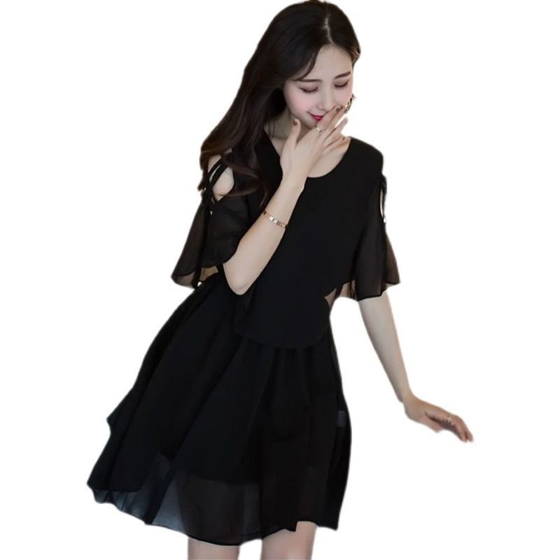 Đầm Chiffon Mùa Hè Cắt Eo,Kích Cỡ Lớn Thời Trang Nữ Thời Thượng Giảm Tuổi, Đa Năng