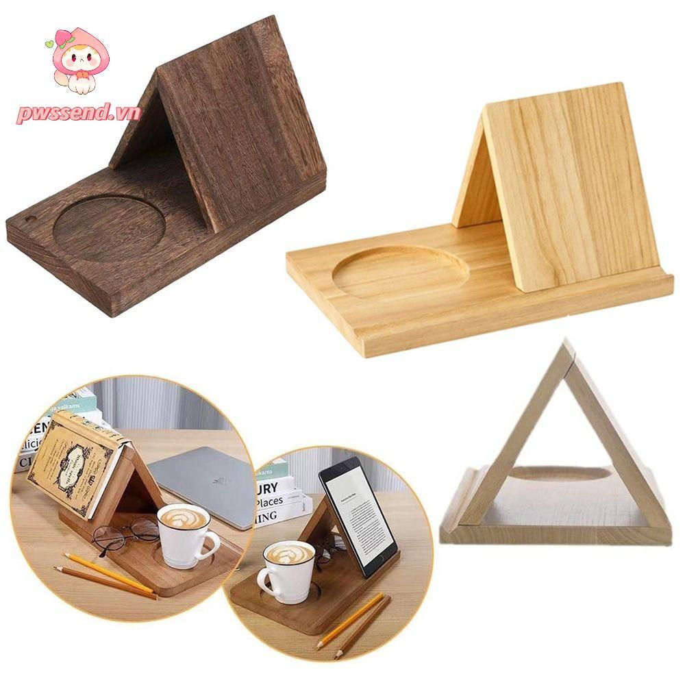 Giá đỡ sách bằng gỗ PWSEND, Giá đọc sách tam giác 2 trong 1, Giá đỡ máy tính bảng di động Phòng học