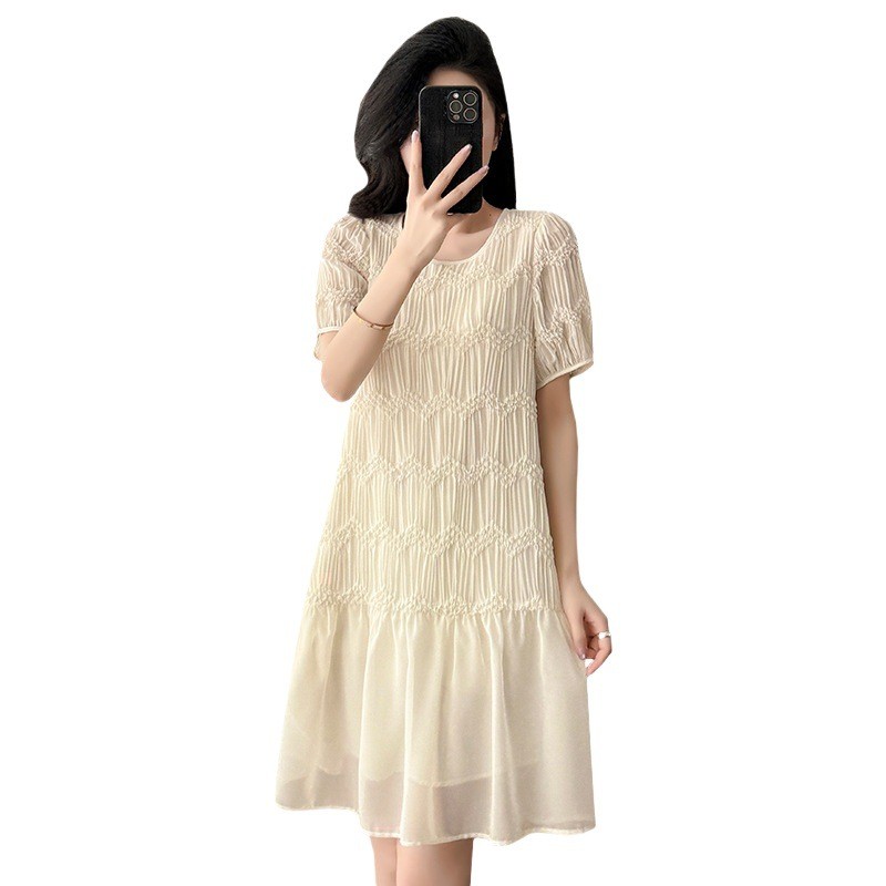 Đầm ngắn tay cổ tròn kiểu Pháp phong cách Chanel dành cho nữ, mẫu mới mùa hè, thanh lịch và thời trang