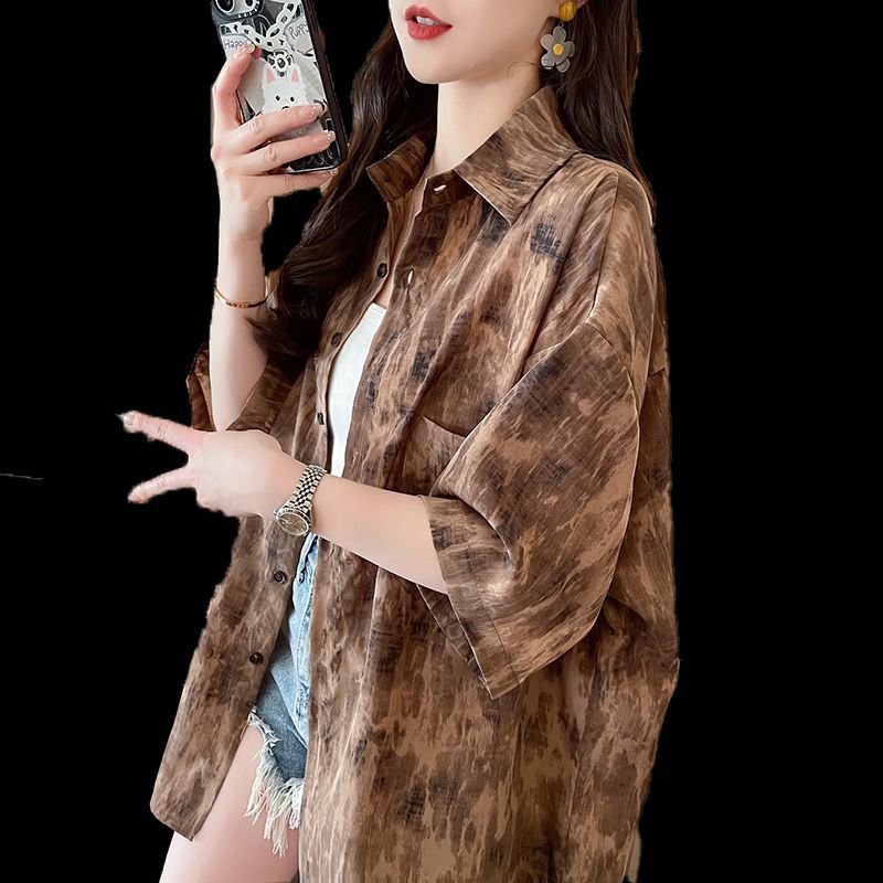 Áo sơ mi chống nắng tay ngắn phong cách retro độc đáo, họa tiết hoa mới mùa hè, kiểu dáng Hong Kong, hợp thời trang.