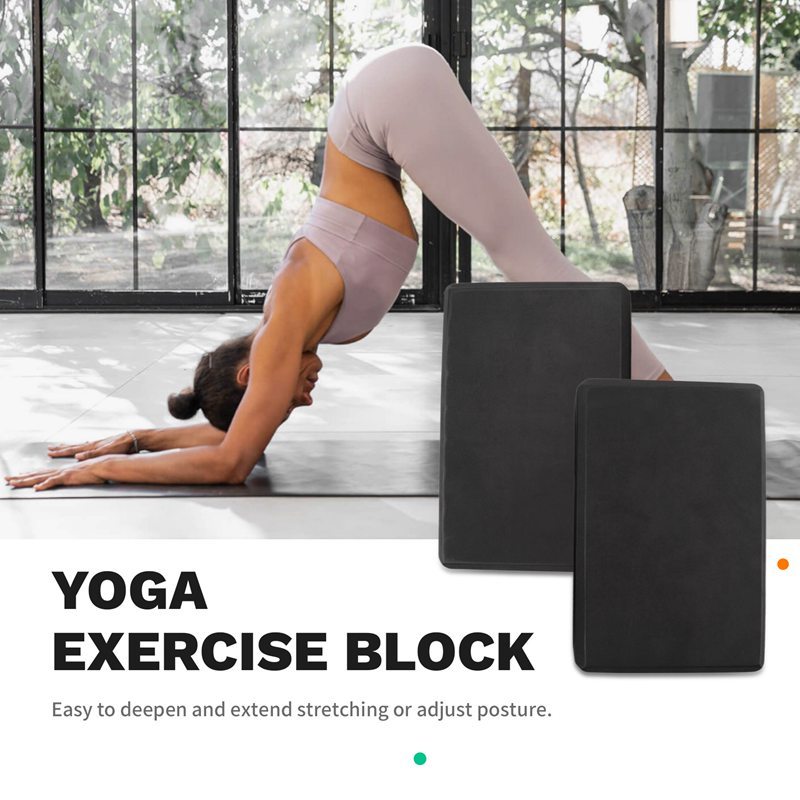 Khối Yoga 2 Gói, Gạch tập yoga xốp EVA mật độ cao 23X15X7.6cm, Thân thiện với môi trường &, Đen