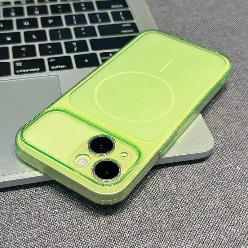 Ốp điện thoại mềm màu xanh huỳnh quang cho iPhone 17 Pro Max 16 15 14 13 12 11 Vỏ bảo vệ chống sốc