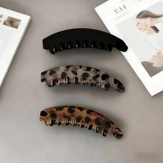 ✪Kẹp Tóc Acrylic Rùa Màu và In Họa Tiết Da Báo, Cá Mập - Phong Cách Sang Trọng