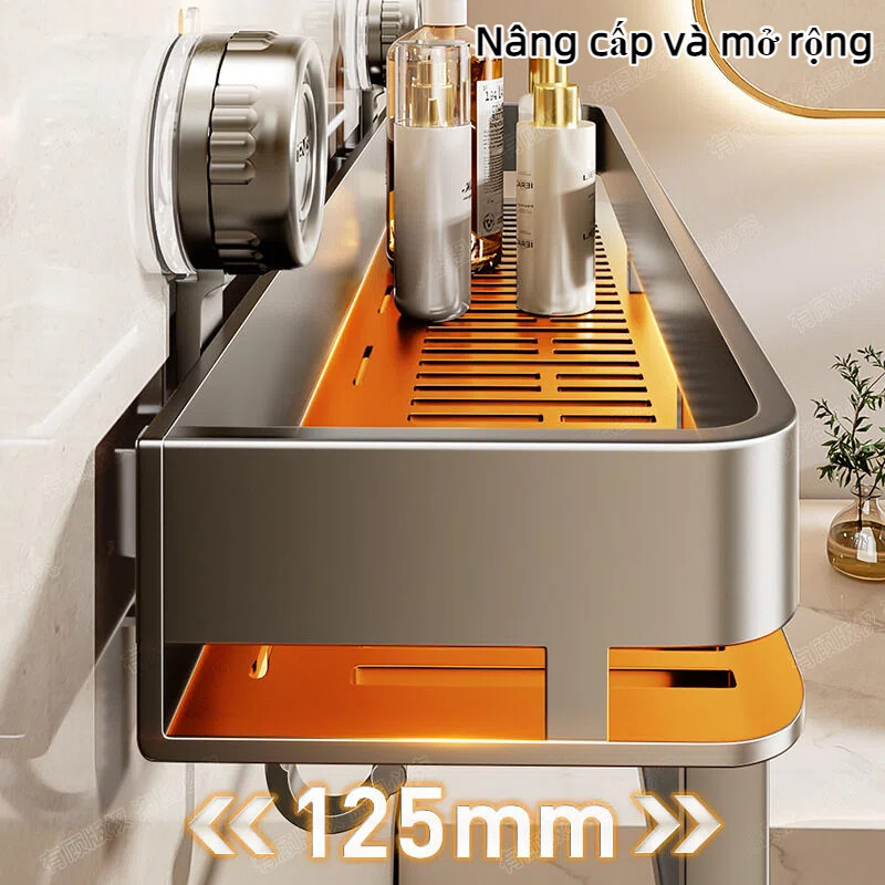 Kệ Nhà Tắm Hút Chân Không Màu Xám Súng【Không Khoan + Chịu Lực Mạnh】- Dễ Tháo Rời, Vệ Sinh Nhanh